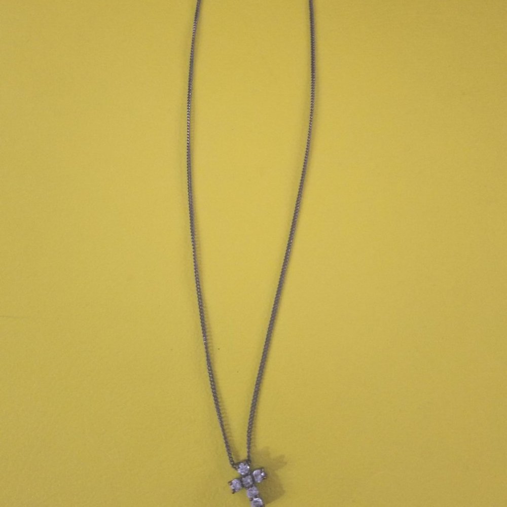 Vintage 90's jewellery diamond Holy cross necklace